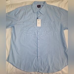 Six Lincoln Short Sleeve Button Down Shirt- Mens Size 3X Blue NWT